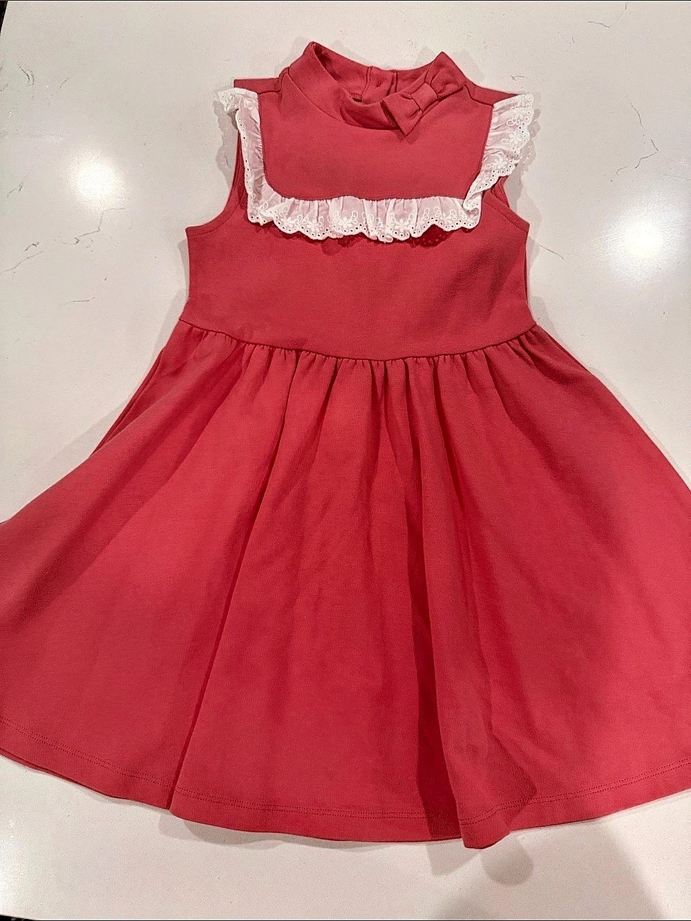 Janie and Jack Maraschino Oink Lace Trim Ponte Dress Girls 6